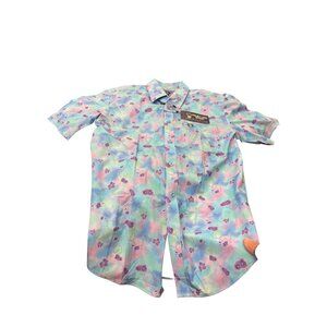 Project Good Apparel mens blue pink short sleeve buttondown shirt sz S SKU 9951